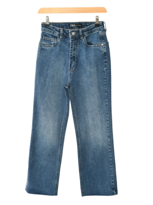 شلوار جین واید پایین کات آبی