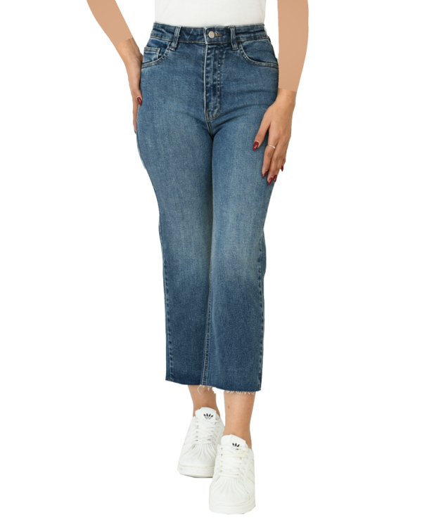 شلوار جین واید پایین کات آبی - Image 2