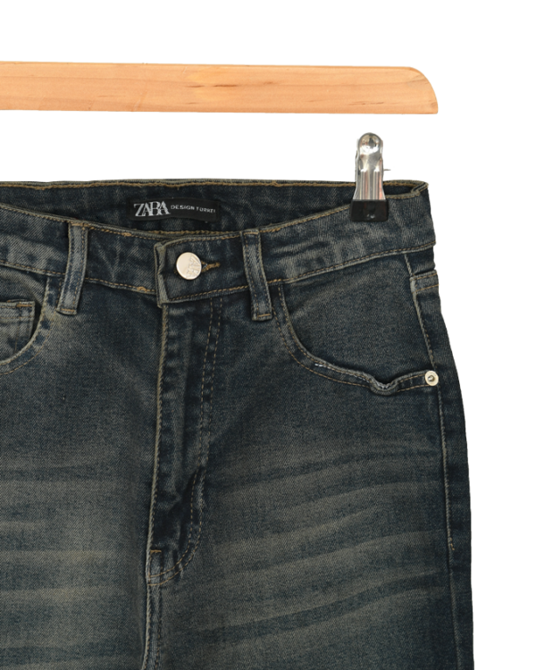 شلوار جین واید پایین کات سرمه ای کثیف - Image 2