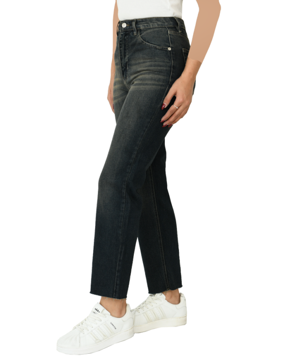 شلوار جین واید پایین کات سرمه ای کثیف - Image 5