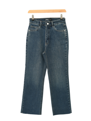 شلوار واید پایین کات آبی تیره