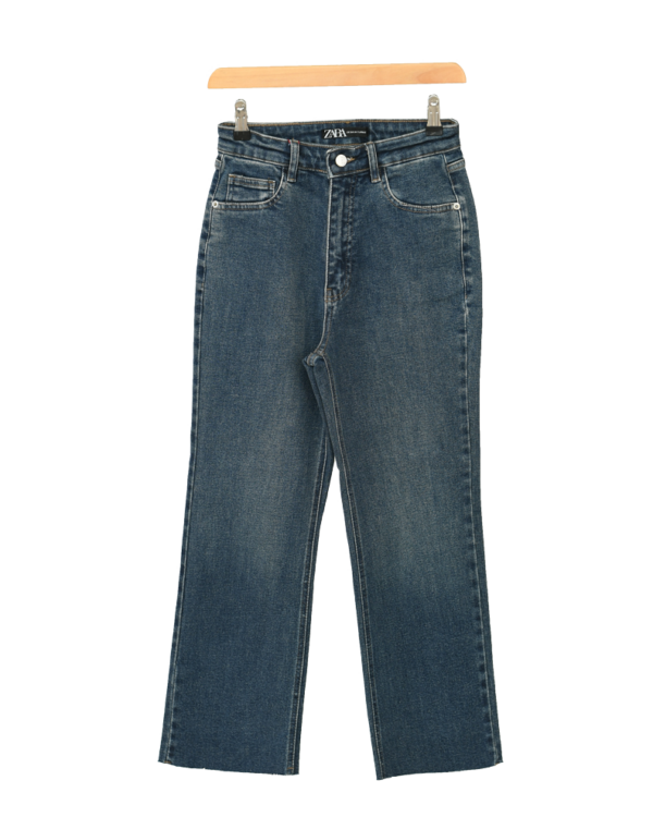 شلوار واید پایین کات آبی تیره - Image 1