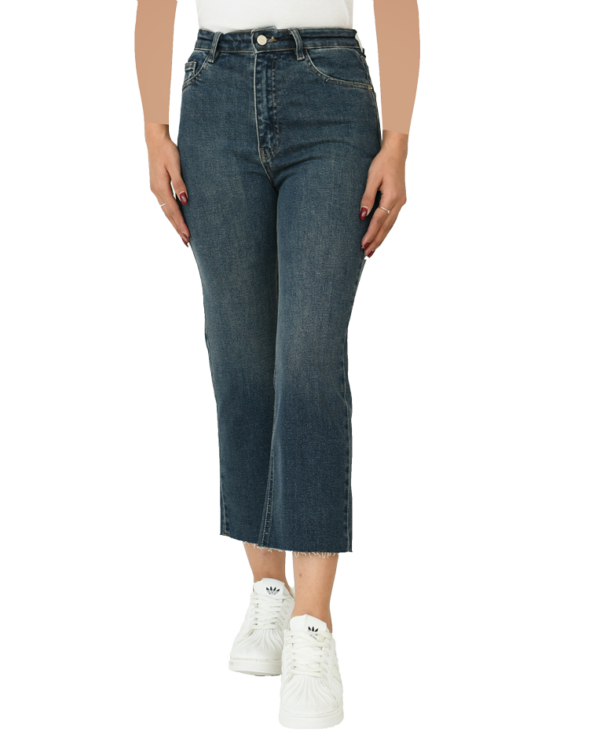 شلوار واید پایین کات آبی تیره - Image 2