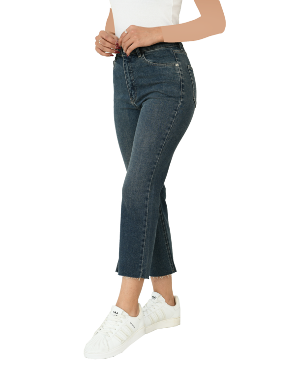 شلوار واید پایین کات آبی تیره - Image 3