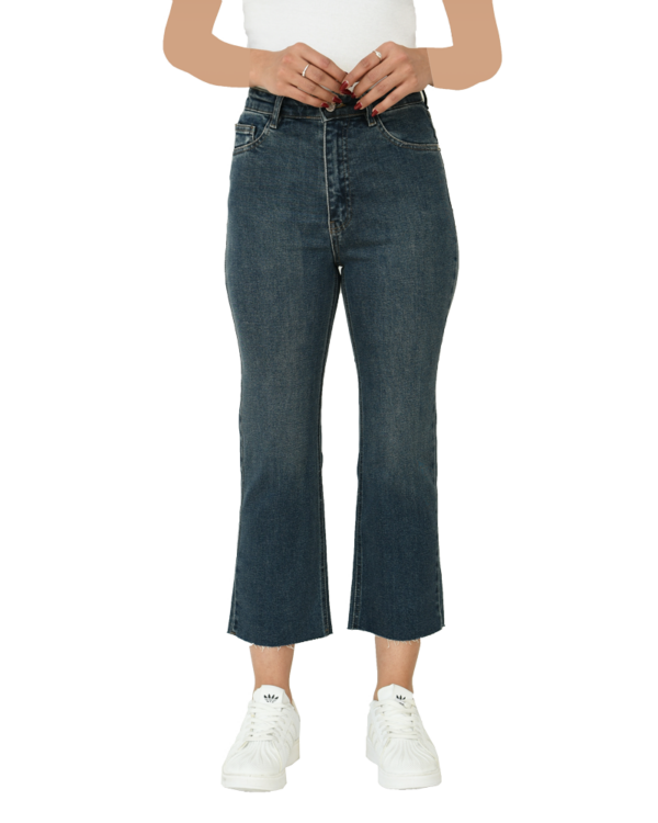 شلوار واید پایین کات آبی تیره - Image 5