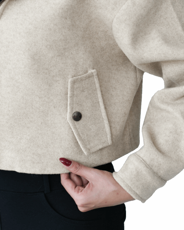 کت فوتر کراپ آستردار بغل جیب - Image 6