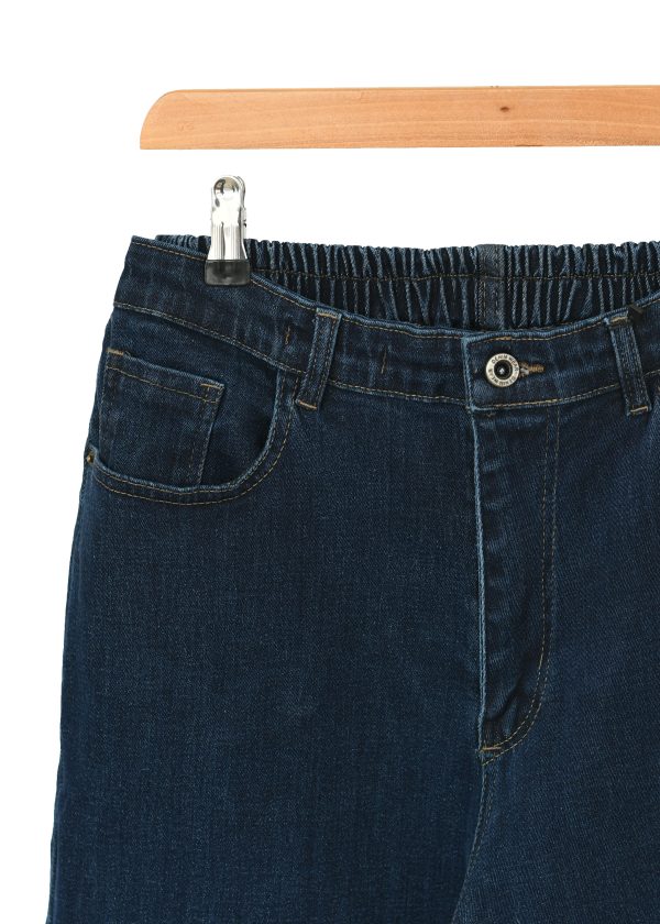 شلوار جین نیم بگ سایز بزرگ سرمه ای - Image 2