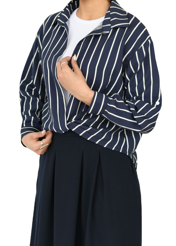 شومیز راه راه جلو گره ای - Image 3