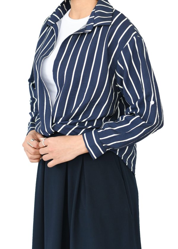 شومیز راه راه جلو گره ای - Image 5