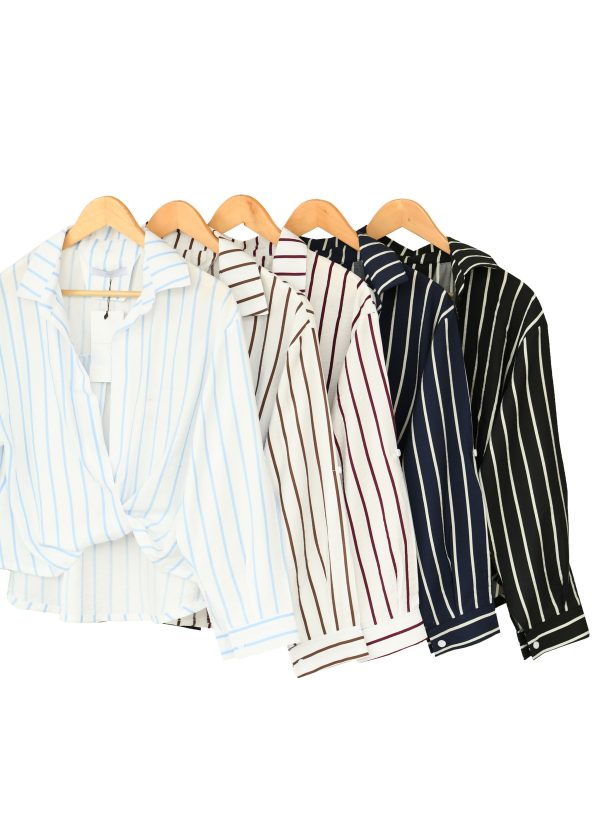 شومیز راه راه جلو گره ای - Image 6